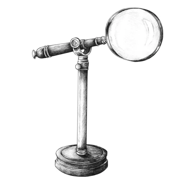 Hand Drawn Magnifier Isolated Background — Stock Photo, Image