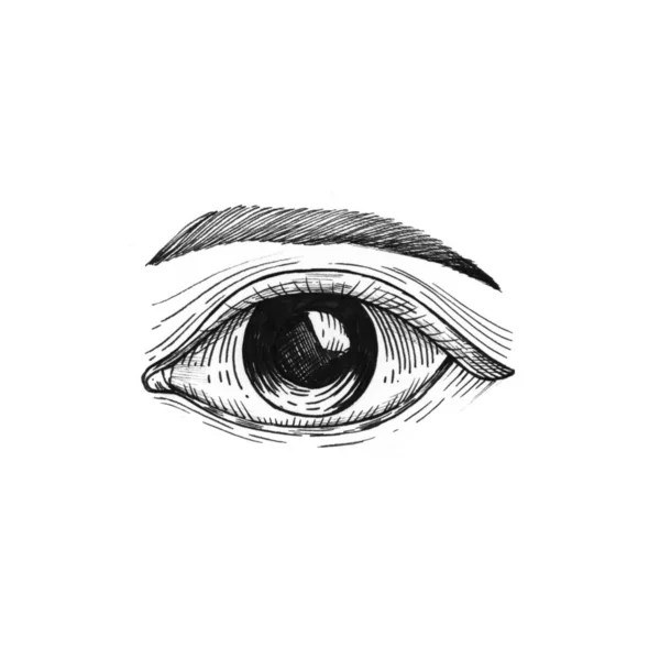 Hand Drawn Eye Isolated White Background — Stock Photo, Image