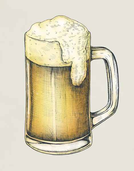 Bevanda Alcolica Birra Disegnata Mano — Foto Stock