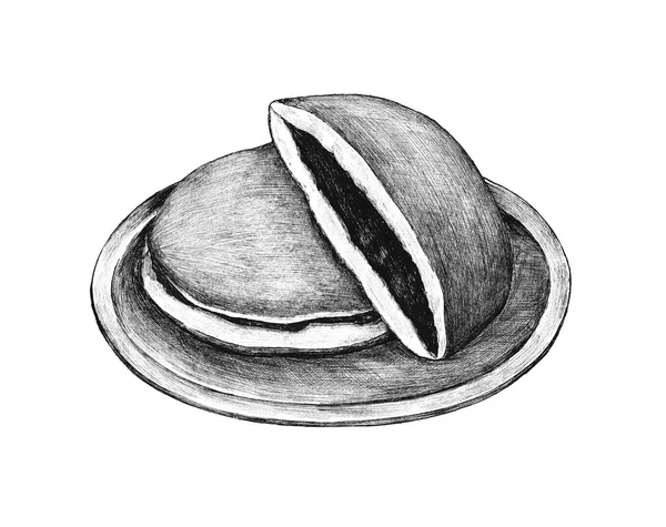 Confiserie Japonaise Dorayaki Dessinée Main — Photo