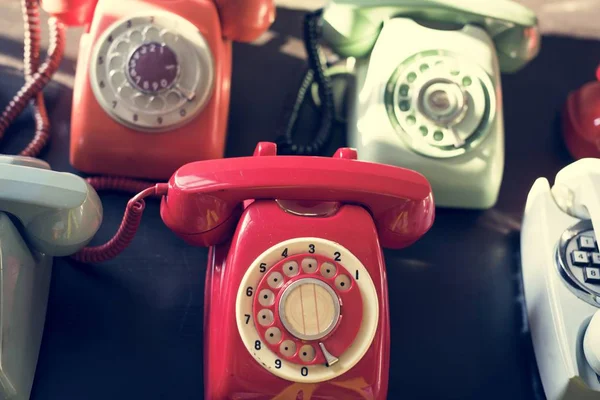 Telefones Antigos Casa Retro Discagem Rotativa — Fotografia de Stock