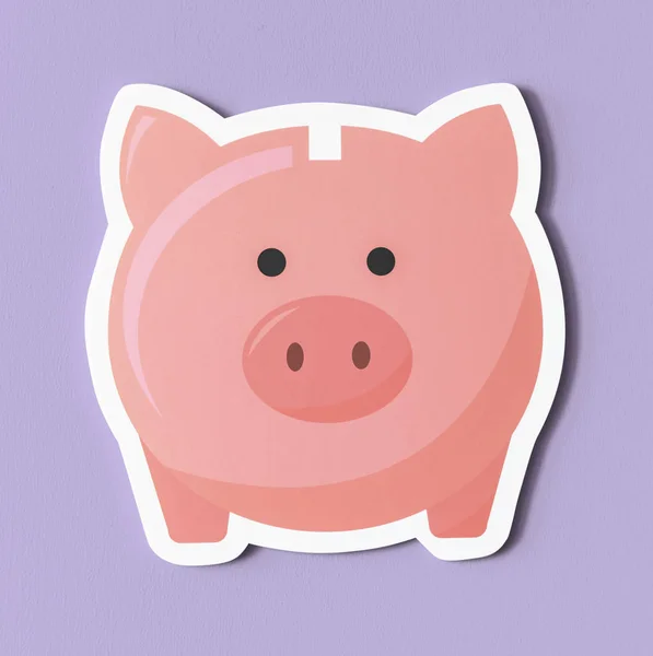 粉红存钱罐储蓄图标 — 图库照片