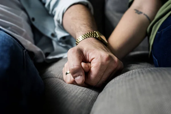 Closeup Couple Holding Hands — Stock Photo, Image