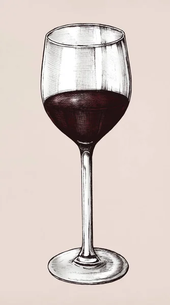 Hand Drawn Red Wine Glass — Stock Photo, Image