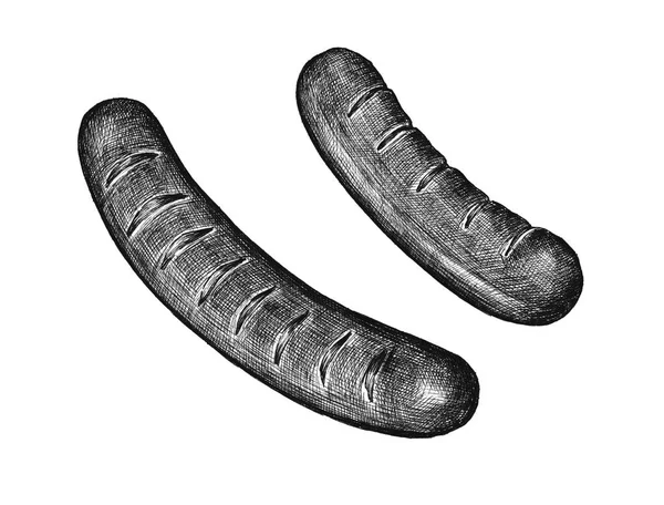 Hand Drawn Sausages Illustration Black White — Stock Photo, Image