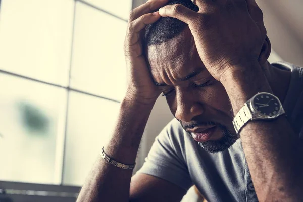 Noir Ayant Stress Des Maux Tête — Photo