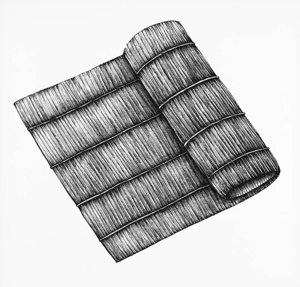 Kézzel Rajzolt Sushi Bambusz Roller Mat — Stock Fotó