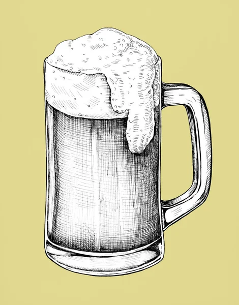 Bevanda Alcolica Birra Disegnata Mano — Foto Stock