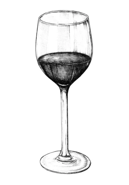 Verre Vin Rouge Dessiné Main — Photo