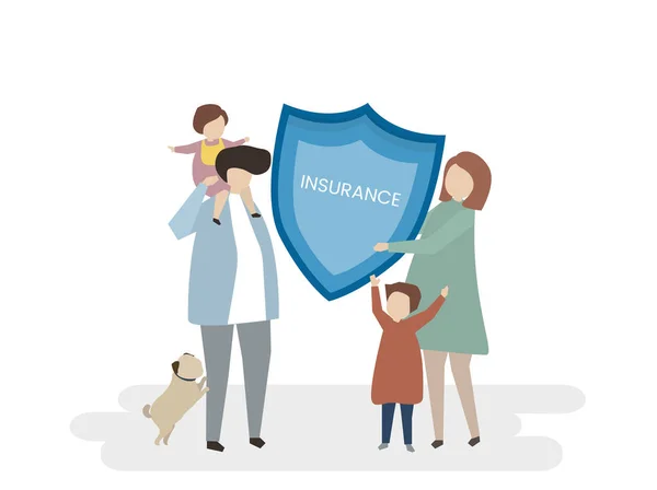 Ilustrasi Asuransi Jiwa Keluarga — Stok Foto