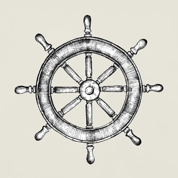 Hand Drawn Ship Wheel — Stock Photo, Image