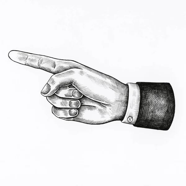 Hand Gezeichnet Zeigende Hand Isoliert Auf Hintergrund — Stockfoto