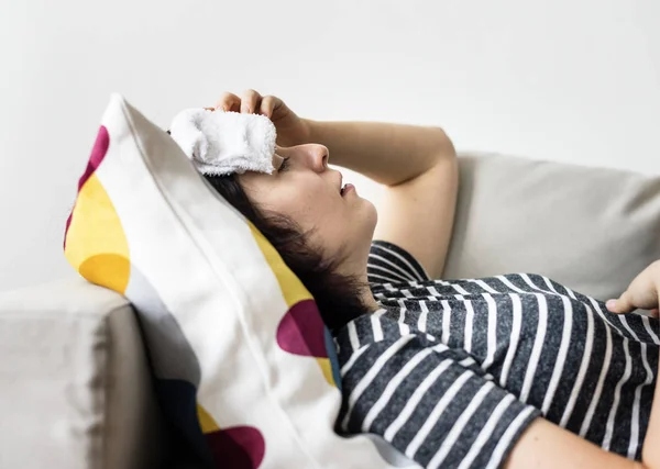 Woman Cold High Fever — Stock Photo, Image