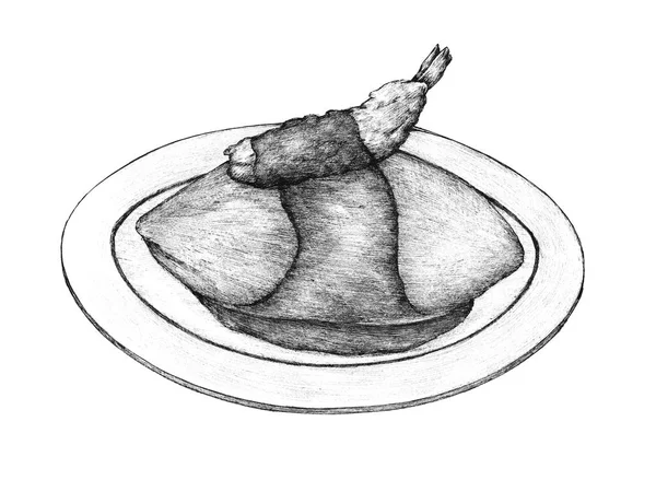 Tortilla Arroz Curry Dibujada Mano —  Fotos de Stock