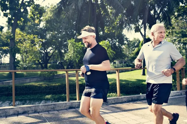 Två Män Jogging Park — Stockfoto