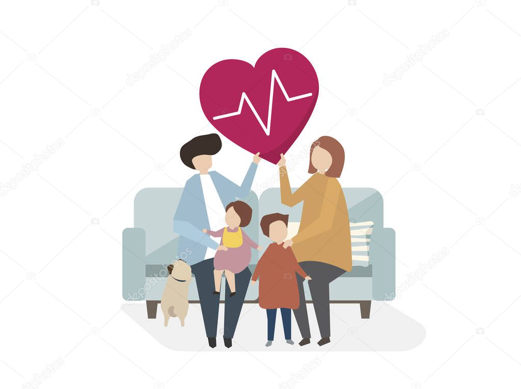 Illustration of family healthcare