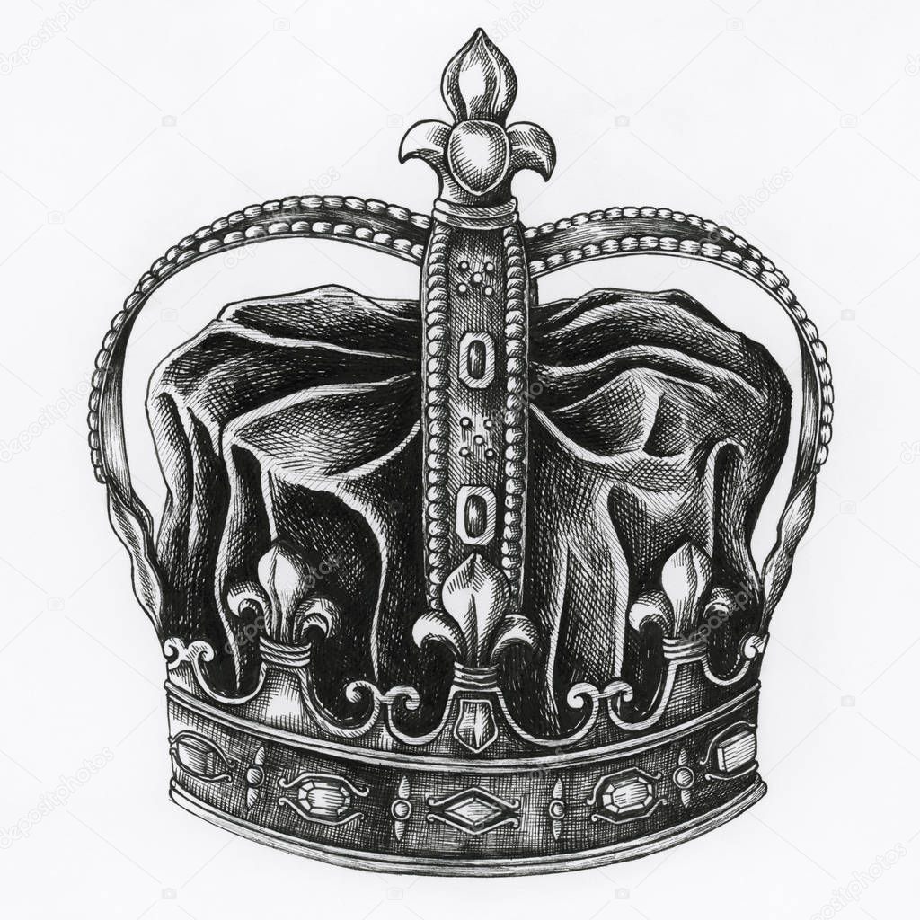 Hand drawn crown isolated on background