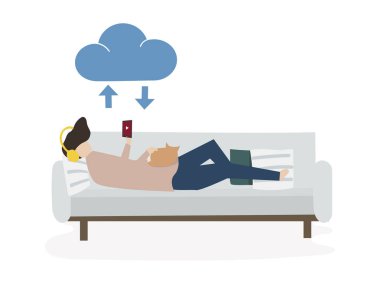 İllüstrasyon insanlar avatar bulut bağlantı kavramının