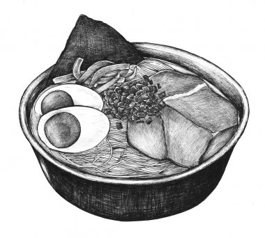 Ramen Japon çanak el çekilmiş