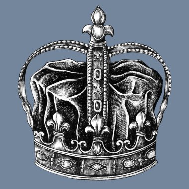 Arka plan üzerinde izole el çekilmiş royal crown