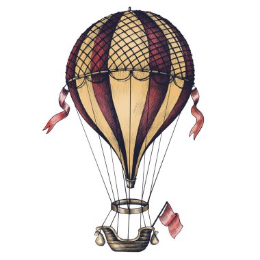 Sıcak hava balon vintage tarzı illüstrasyon