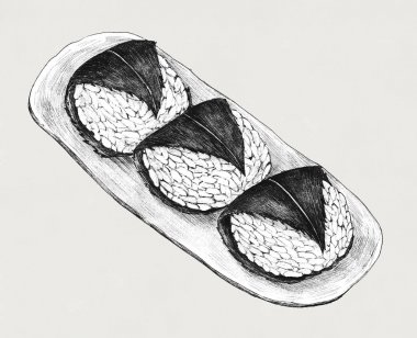 Çizilmiş sakura mochi Japon tatlı el