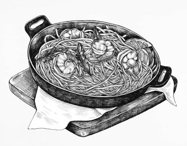 Spagetti makarna çizilmiş