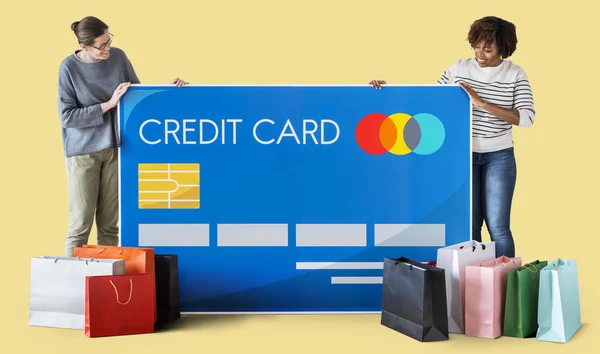 Pessoas Portadoras Cartão Crédito — Fotografia de Stock