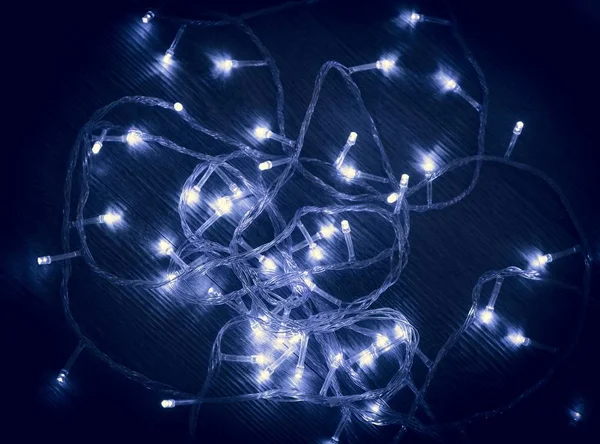 Glowing Blue Lights Dark Room Floor — Stock Photo, Image