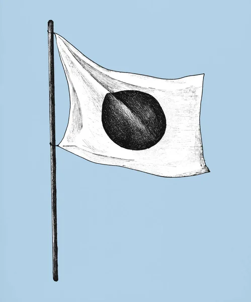 Bandeira Japonesa Desenhada Mão Com Pólo — Fotografia de Stock