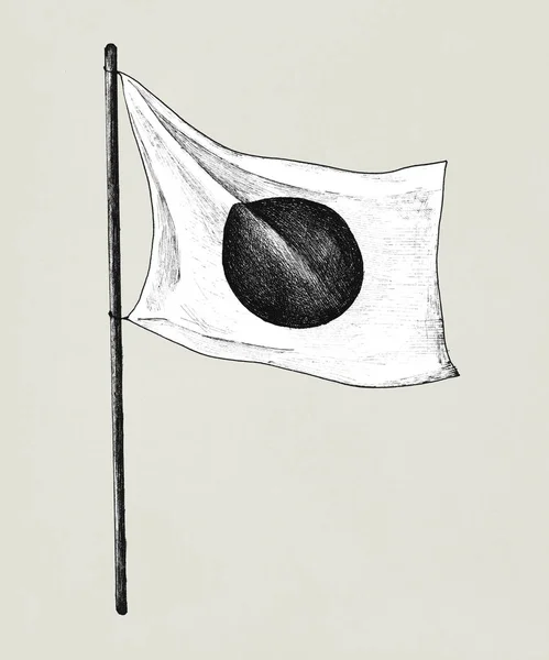 Флаг Японии Ручной Работы Шестом — стоковое фото