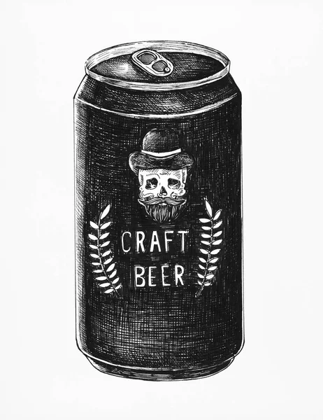 Hand Drawn Craft Beer Can — Stockfoto