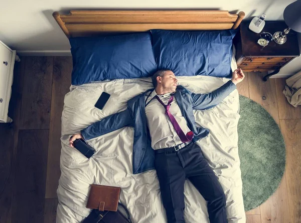 Μεθυσμένος Επιχείρηση Άνθρωπος Ύπνος Ήρθε Πίσω Σπίτι Συντομότερο — Φωτογραφία Αρχείου