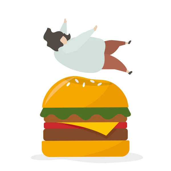 Ilustração Pessoas Com Aplicação Fast Food — Fotografia de Stock