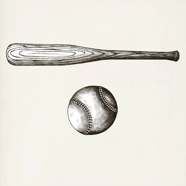 Baseball Bat Piłka Stylu Vintage Ilustracji — Zdjęcie stockowe