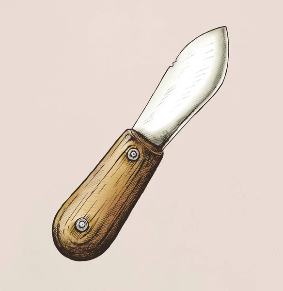 Coltello Burro Disegnato Mano — Foto Stock