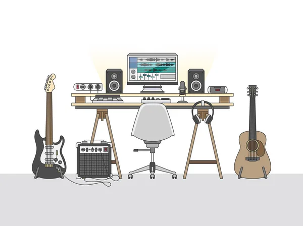 Espacio Trabajo Ingeniero Audio Productor Música — Foto de Stock