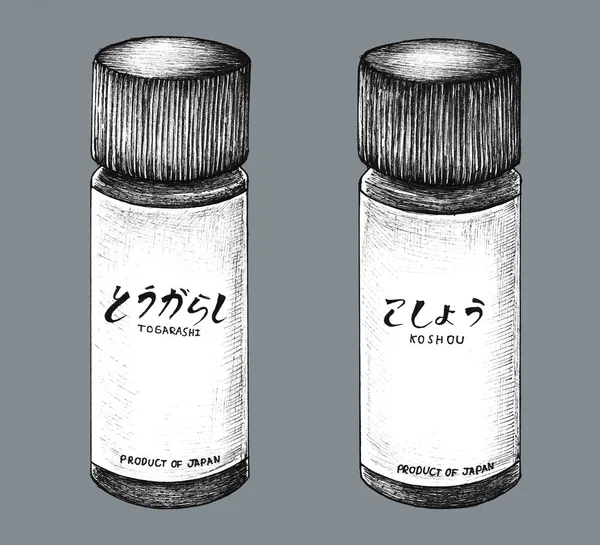 Hand Drawn Japanese Style Seasoning — Stock Photo, Image