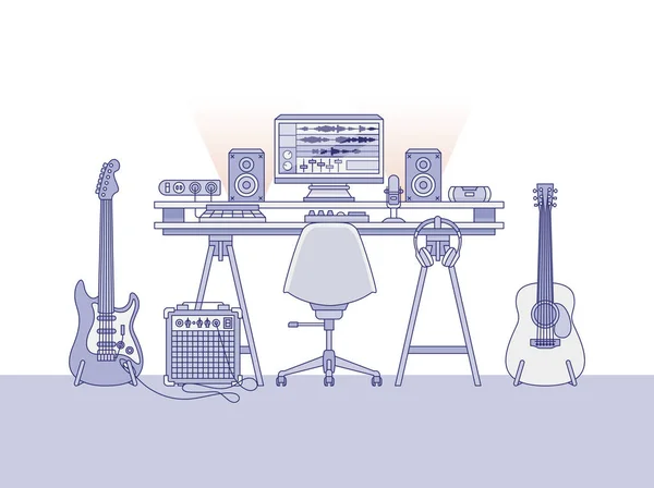 Workspace Audio Engineer Music Producer — Stock Photo, Image