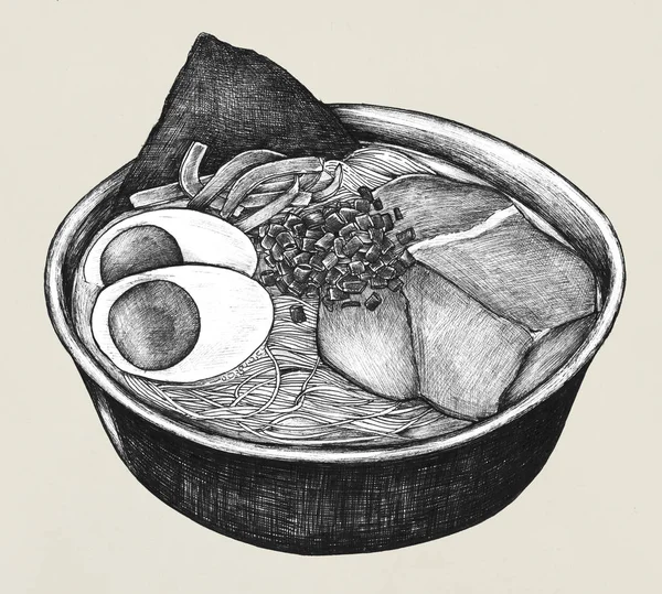 Handgezeichnetes Ramen Japanisches Gericht — Stockfoto