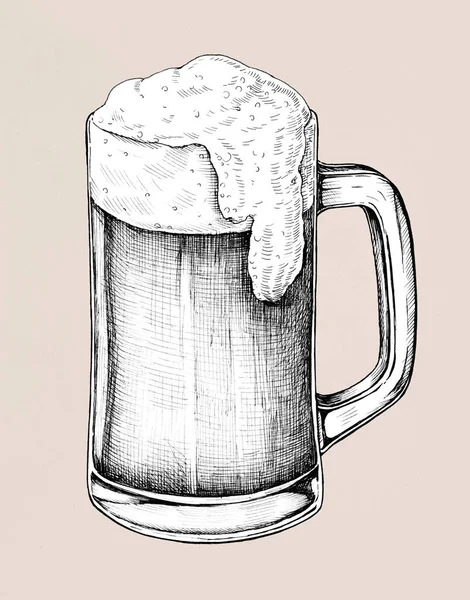 Hand Getekend Bier Alcoholische Drank — Stockfoto