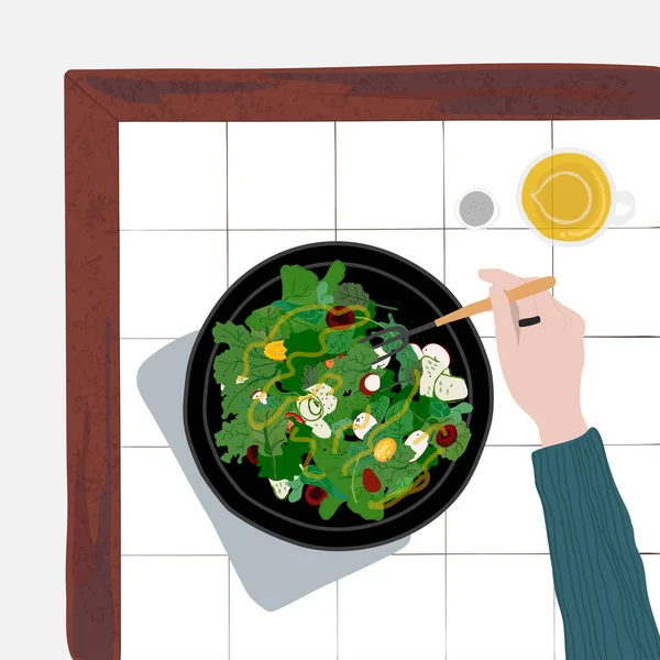 Pessoa Que Come Uma Salada Saudável — Fotografia de Stock