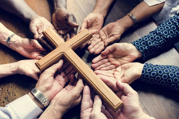 Grupo Personas Cristianas Orando Esperanza Juntos — Foto de Stock