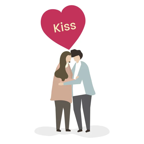 Ilustração Casal Beijando — Fotografia de Stock