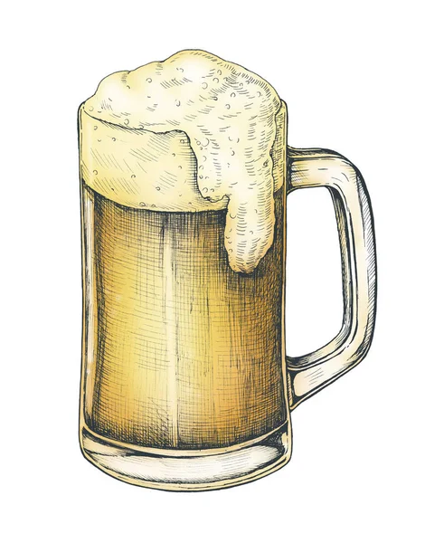 Bevanda Alcolica Birra Disegnata Mano — Foto Stock