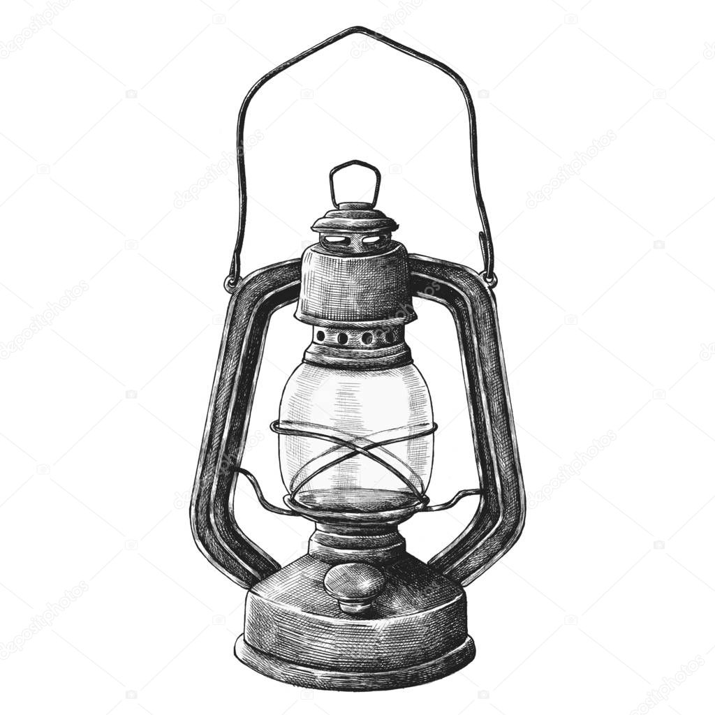 Hand drawn retro portable lantern