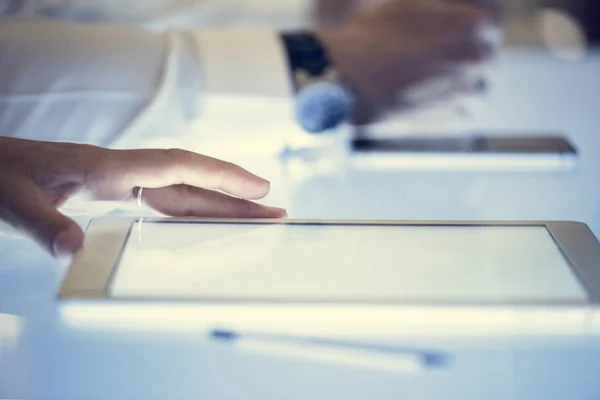 Hand Tablet Cyber Space Table Screen — Stock Photo, Image