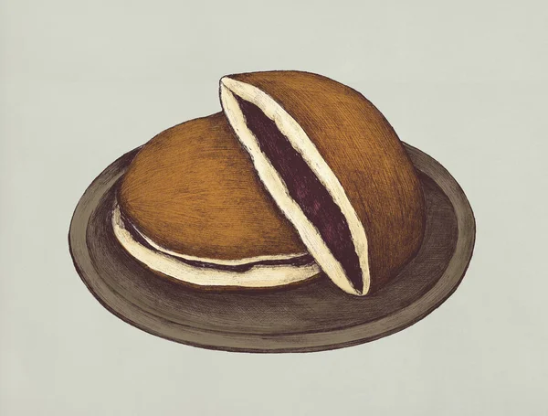 Hand Getekend Dorayaki Japanse Confectie — Stockfoto