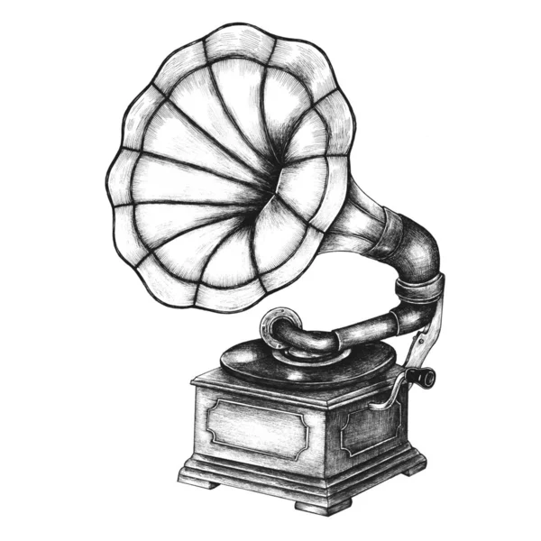 Oude Grammofoon Vintage Stijl Illustratie — Stockfoto