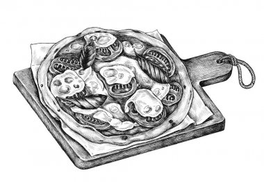 Taş fırın pizza çizilmiş